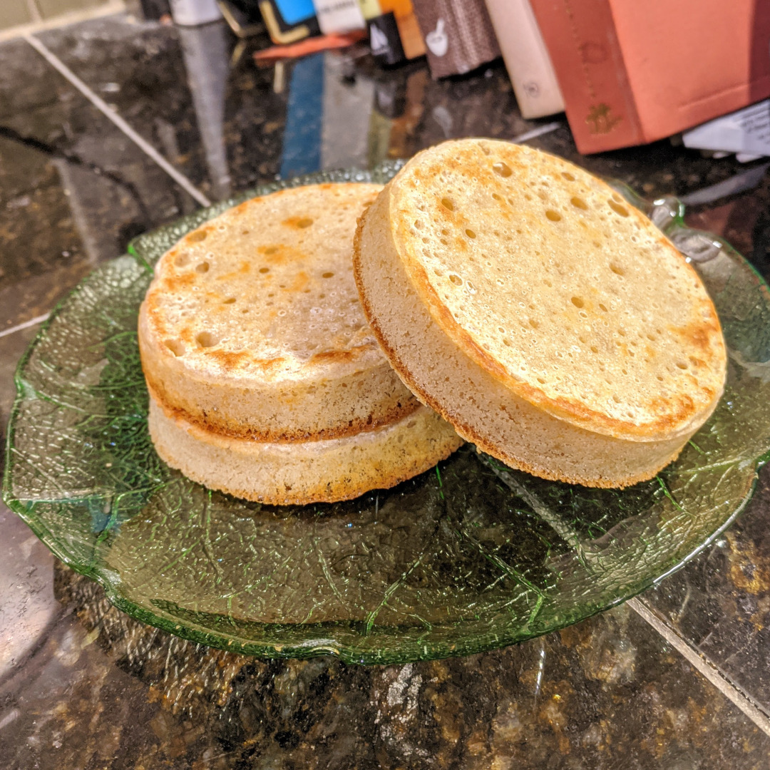A stack of sourdough crumpets