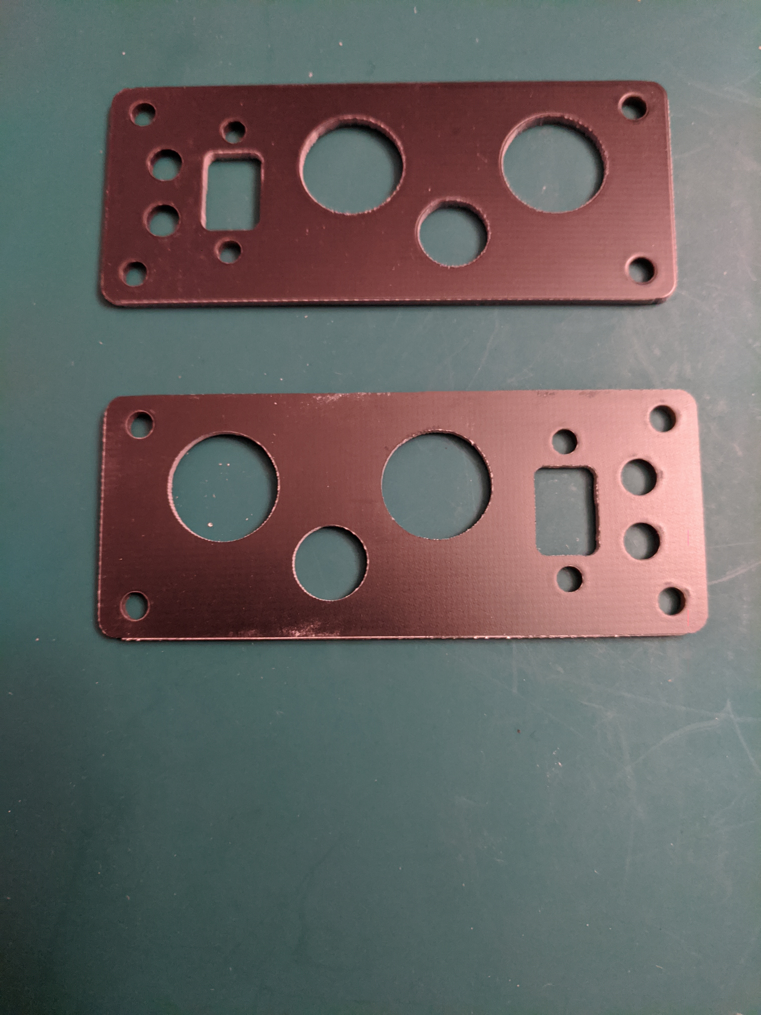 Project faceplates cut from PCB material.